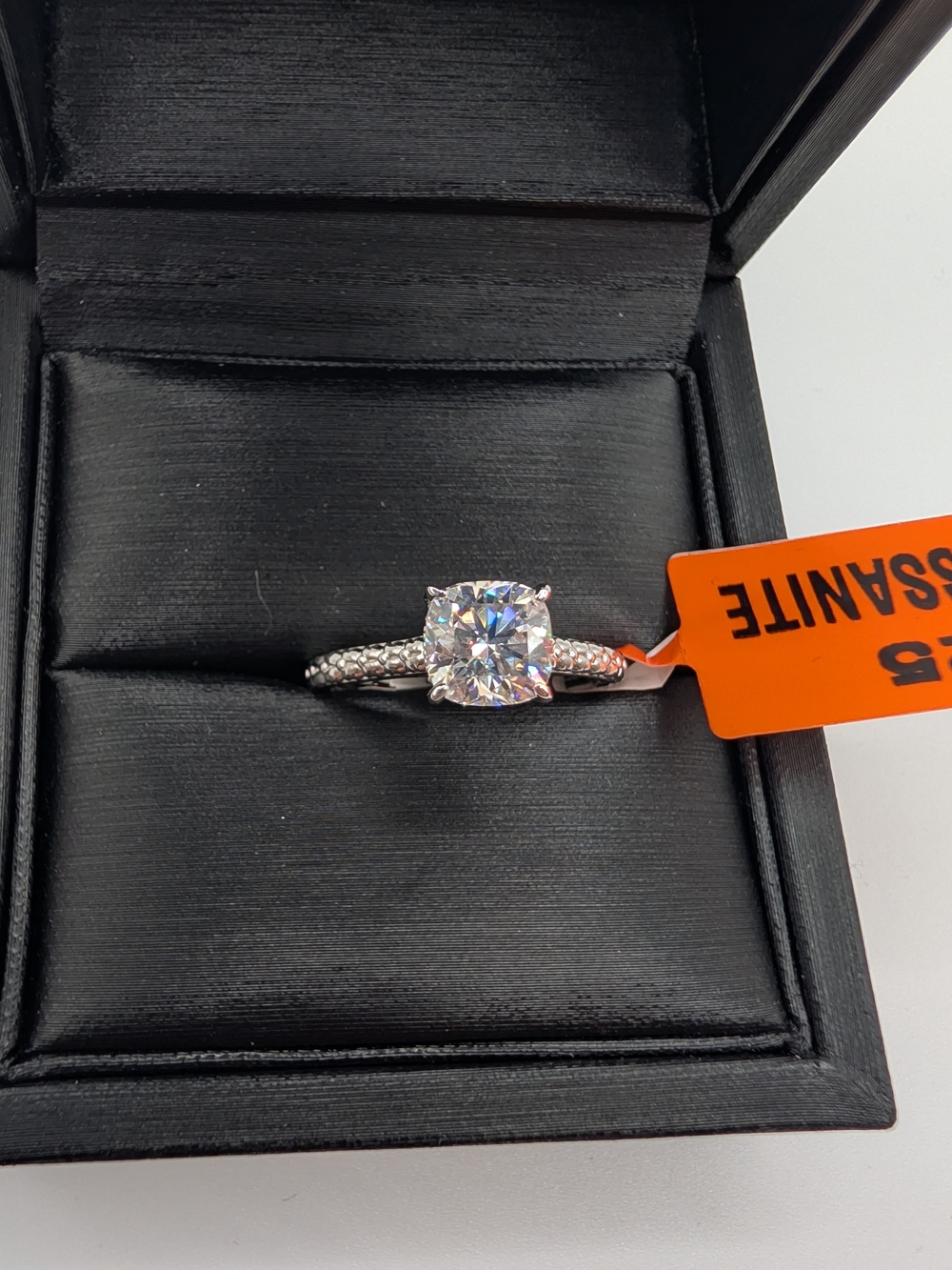 NWT 2.0 CTW Cushion Cut Moissanite Solitaire Ring 925 Sterling Silver Size 8